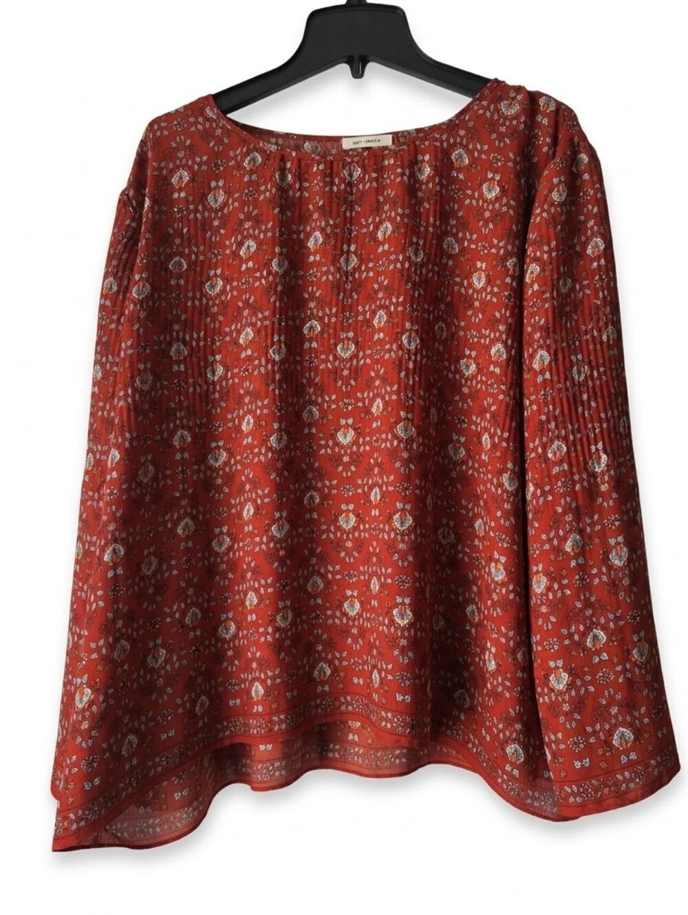 Max Studio Rust Floral Long-Sleeve Blouse Read Description